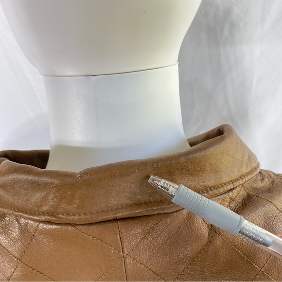 Dialogue Quilted Leather Golden Mahogany Colored Mid Century Style Jacket - Picture 6 of 9